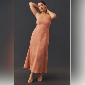 NWT Anthropologie Pilcro Icon Fluted Midi Dress in Coral Size XL